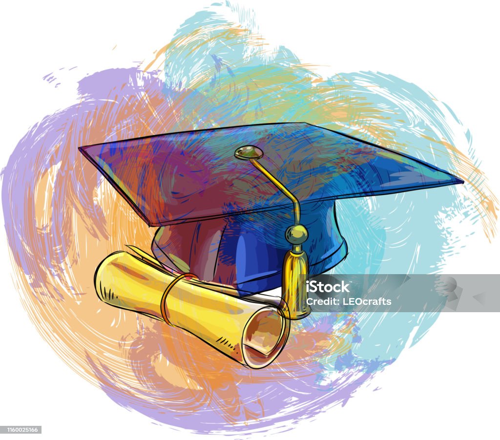 Convocation cap and Certificate Drawing Drawing of Convocation cap and Certificate. Elements are grouped.contains eps10 and high resolution jpeg. Graduation stock vector