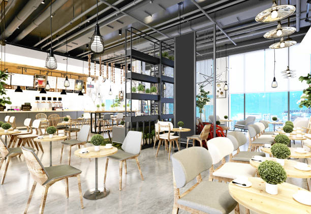 istock 3d render of modern cafe restaurant 1160025493