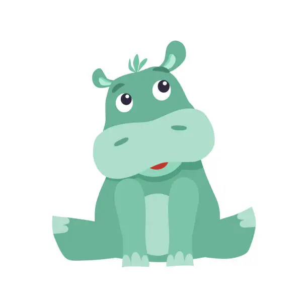 Vector illustration of Cute cartoon hippo.