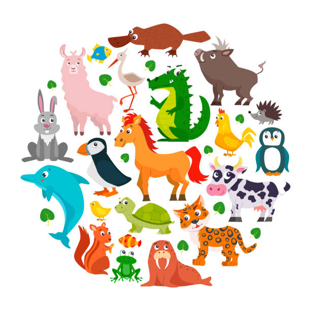 istock Set of cute cartoon animals. 1160026747