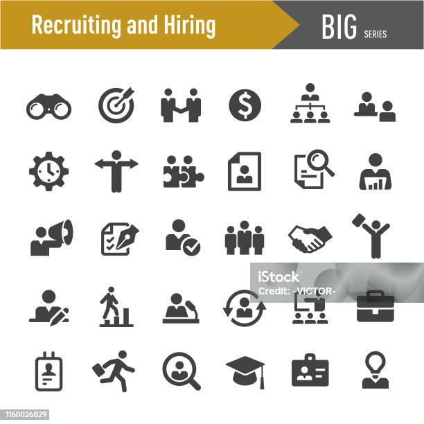Recruiting And Hiring Icons Big Series Stock Illustration - Download Image Now - Icon, Occupation, Recruitment