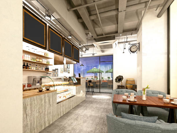 istock 3d render of modern cafe restaurant 1160028138
