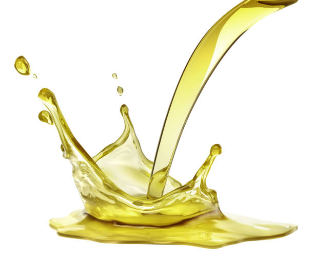 istock Olive or engine oil splash, cosmetic serum liquid isolated on white background. 3d illustration 1160029010
