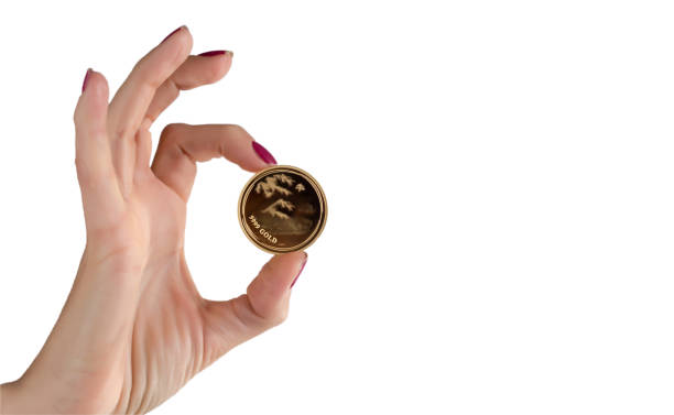istock Female hand holding a gold coin 1160029259