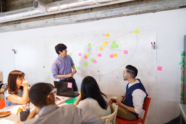 istock Businessman giving presentation in modern co-working space 1160029269