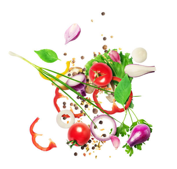 istock Flying vegetables isolated on a white background. Healthy nutrition 1160030996