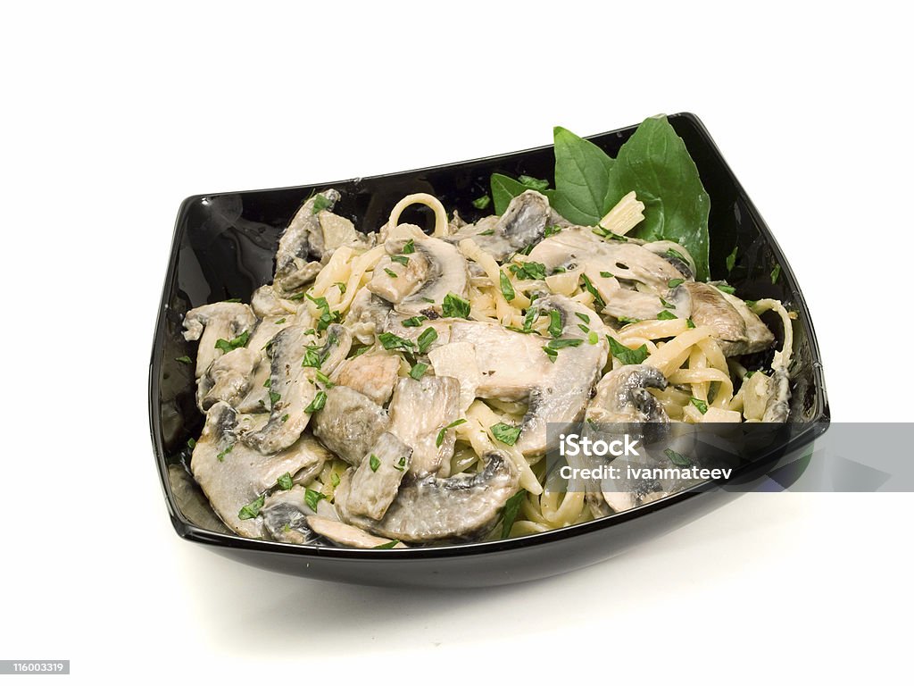 Collezione di Pasta-Linguine con funghi - Foto stock royalty-free di Fungo commestibile