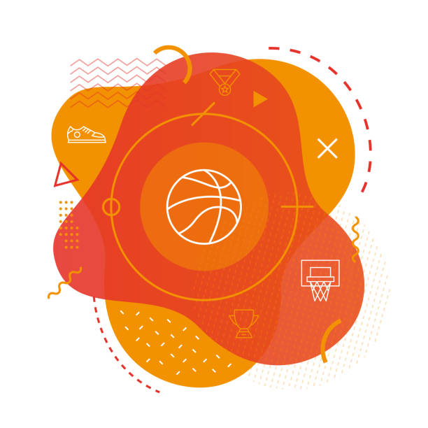 illustrations, cliparts, dessins animés et icônes de icône de basket-ball sur le fond moderne - basketball hoop basketball net backgrounds