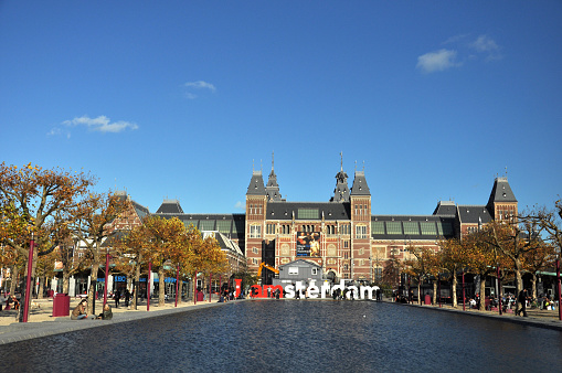 Amsterdam sign at Museumplein, Rijksmuseum, Amsterdam