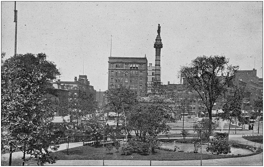 Antique black and white photo of Cleveland, Ohio: Public Square