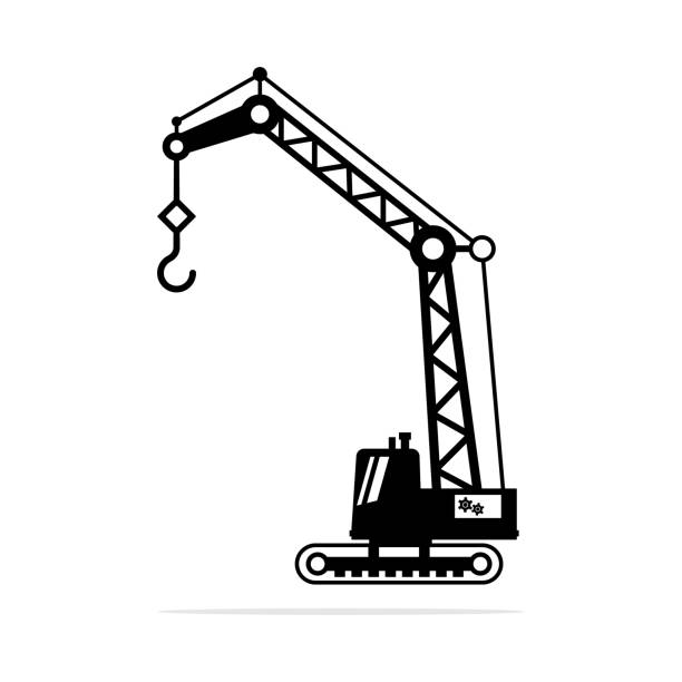 리프팅 크레인 자동차 아이콘입니다. 디자인��에 대한 벡터 개념 그림입니다. - derrick crane crane yellow single object stock illustrations