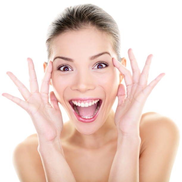 istock Beauty - happy funny Asian woman face expression 1160043410