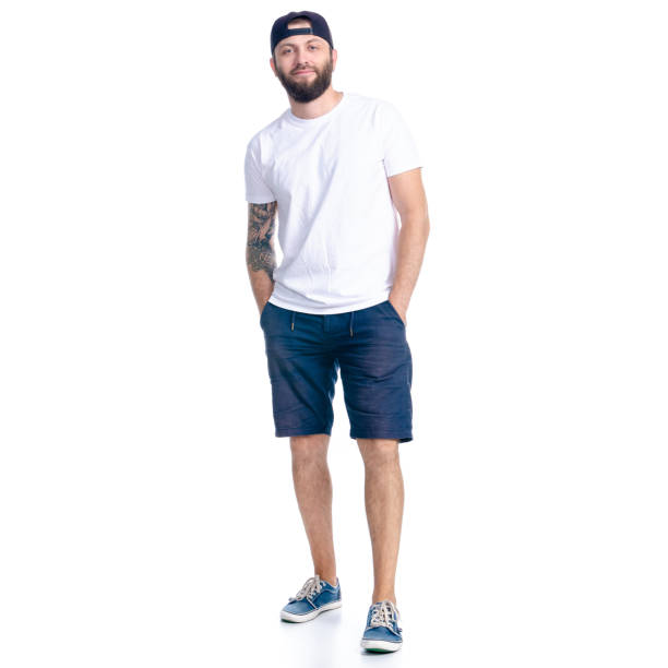 istock Man in shorts and cap standing happiness smiling 1160044994