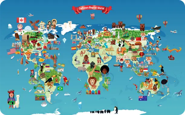 Vector illustration of Cartoon map of World