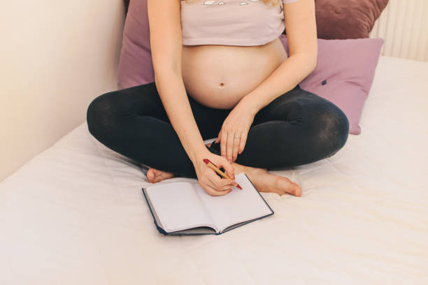 istock Pregnant woman keeping a pregnancy diary 1160047635