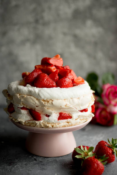 istock Cake with strawberries. Dark background. 1160050463