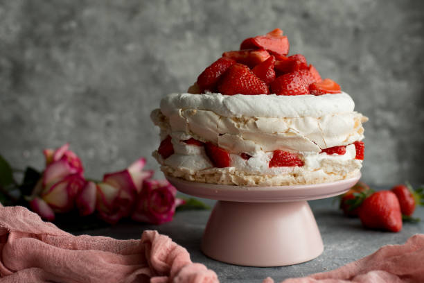 istock Pavlova cake topped with strawberries. 1160051524