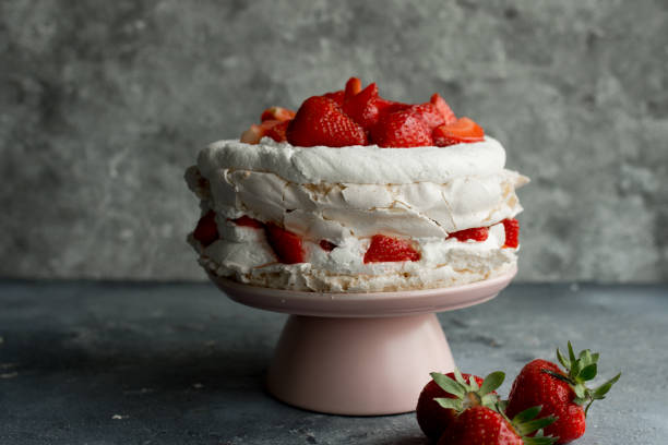 istock Pavlova cake topped with strawberries. 1160051566