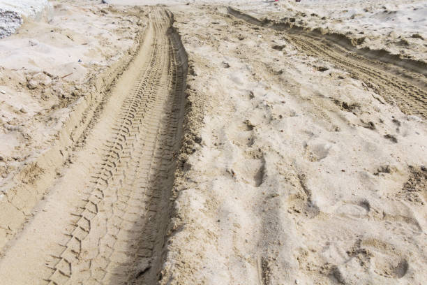 istock tire tracks in the sand. extreme driving 1160056591