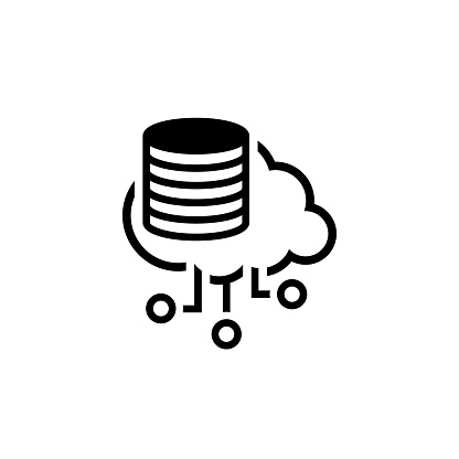 Simple Distributed Storage Vector Line Icon with storage devices.