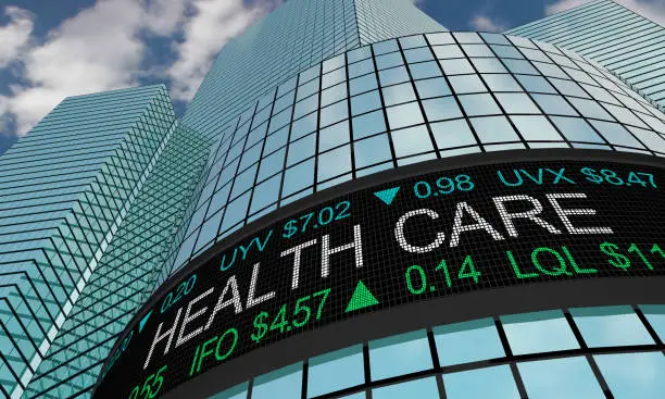 Photo of Health Care Medical Stock Market Industry Sector Wall Street Buildings 3d Illustration