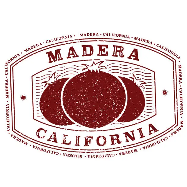 Vector illustration of Madera California pomegranate stamp