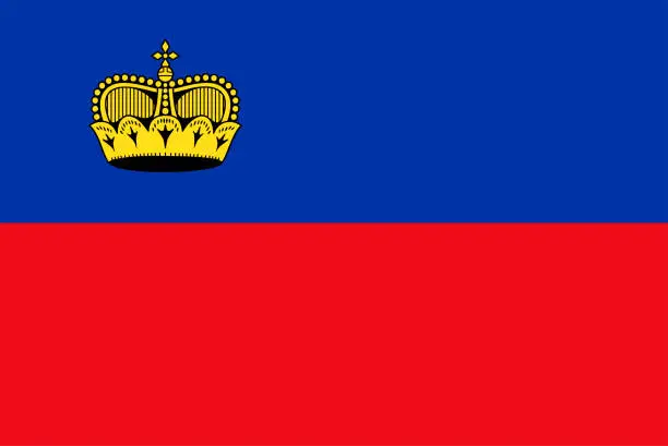 Vector illustration of Flag of Liechtenstein. Sovereign state flag of Liechtenstein