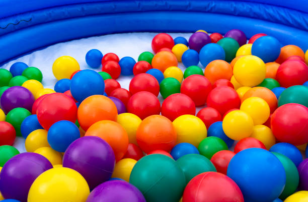 istock Colored balls for a children's dry pool. Colored background 1160073737