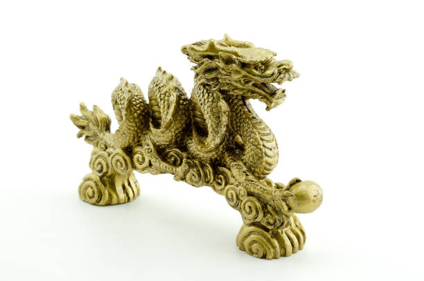istock Golden dragon isolated on white background 1160073915