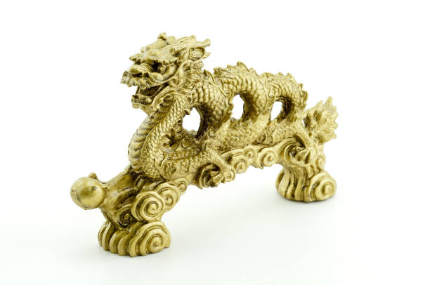 istock Golden dragon isolated on white background 1160073916