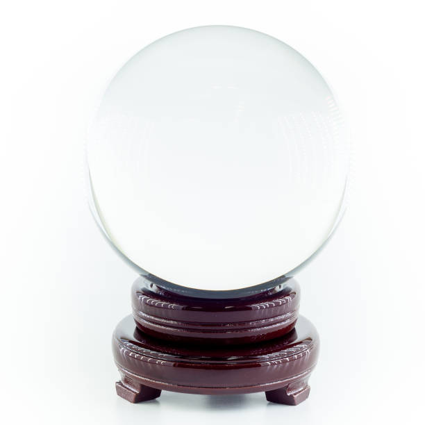 Glass magic ball on white background stock photo