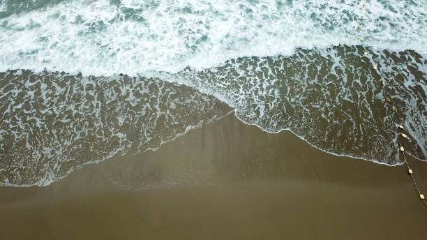 istock Drone aerial view sea waves. Blue water background 1160082238