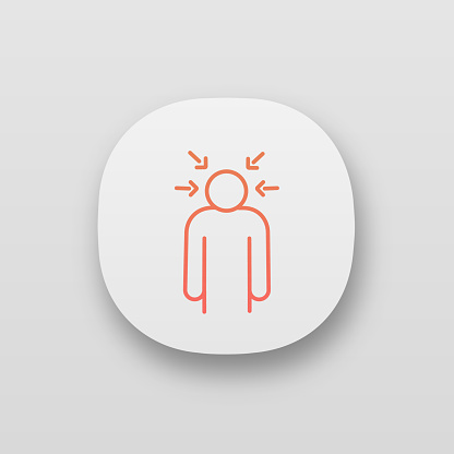 Nervous tension app icon. Stress. Psychological pressure. Anxiety. Self condemnation. Emotional stress symptom. Vector illustration