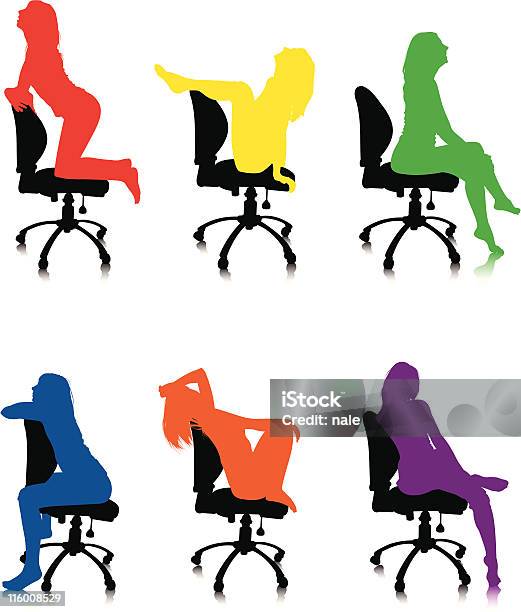 Office Chair Poses Stock Illustration - Download Image Now - Activity, Adult, Adults Only