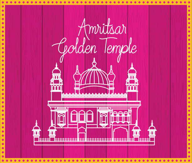 illustrations, cliparts, dessins animés et icônes de temple d'or indien avec le fond pourpre - amristar