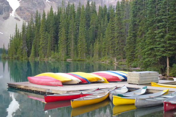 istock Colourful Canoes on Moraine Lake 1160104872