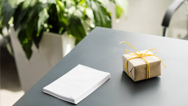 boss special day wrapped gift box office desk