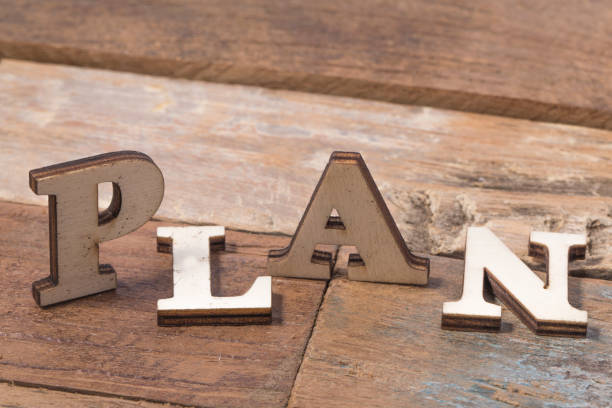istock PLAN, spelt with wooden letter on white background. 1160115878
