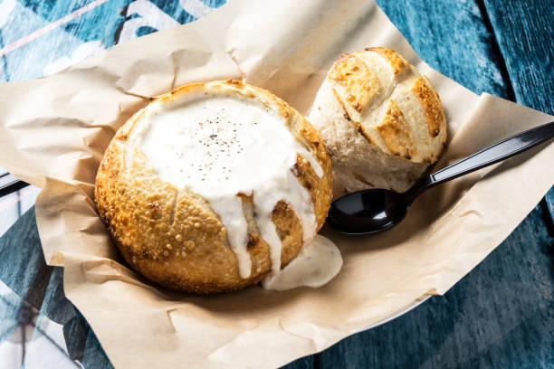 Clam Chowder Soup In A Bread Bowl
