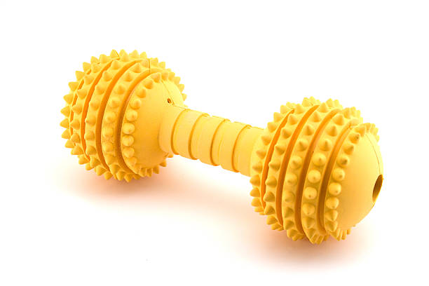 Yellow squishy dog toy for clean teeth