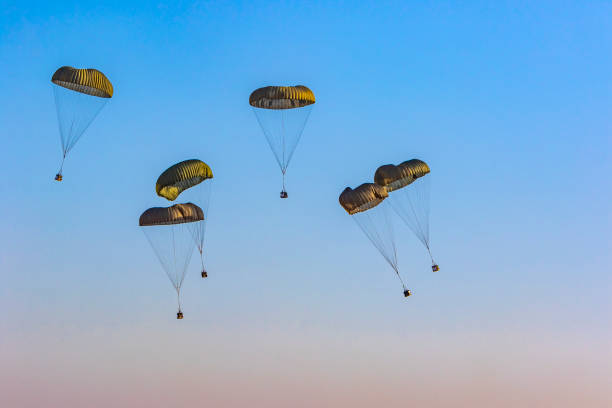 istock air dropped crates with parachutes 1160123149