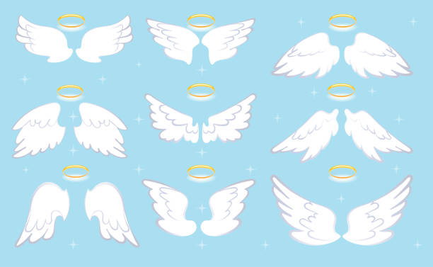 Cartoon Of Angel Wings With Halo Tattoo Illustrations, Royalty-Free Vector  Graphics & Clip Art - iStock