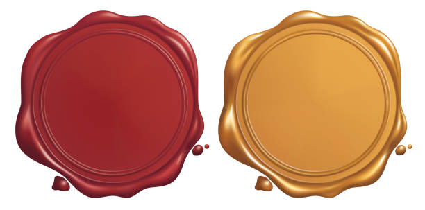 Red and Golden Wax Seal Red and Golden Wax Seal_Vector EPS 10 wax stock illustrations