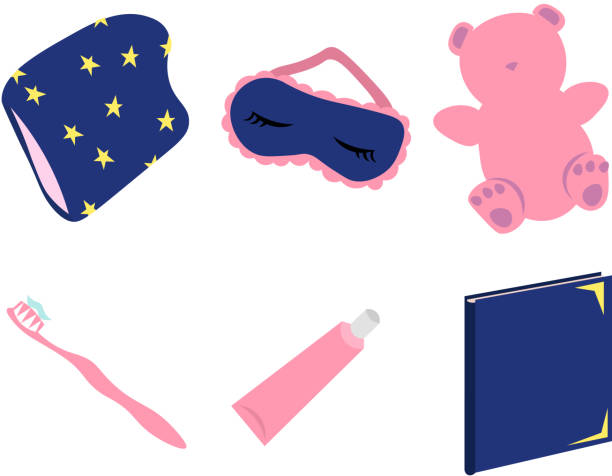 Items for sleep and hygiene. Items for sleep and hygiene. Good night. human eye nebula star space stock illustrations