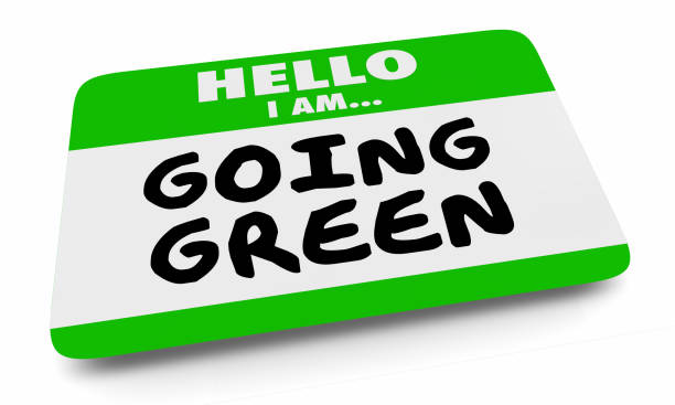 istock Going Green Save Planet Environment Reduce Energy Name Tag 3d Illustration 1160127716