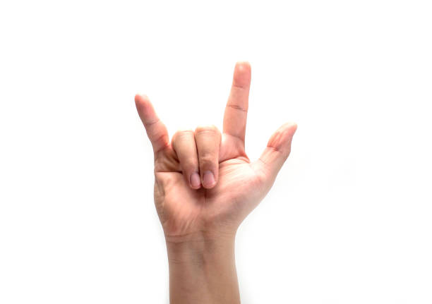 istock hand with I Love You sign isolated on white background 1160128652