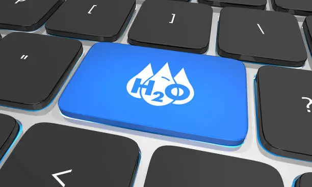 Water H20 Drinkable Clean Resource Keyboard Button Key 3d Illustration