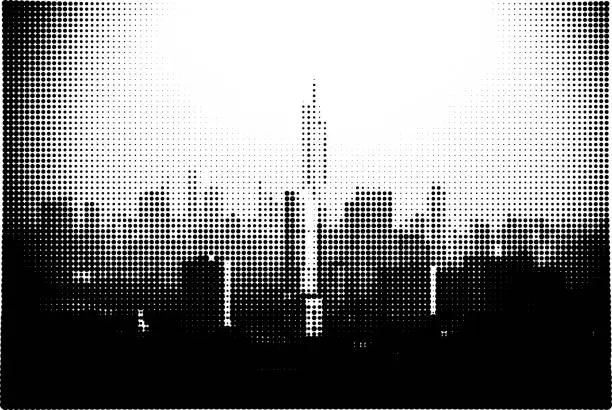 Vector illustration of city building monochrome background