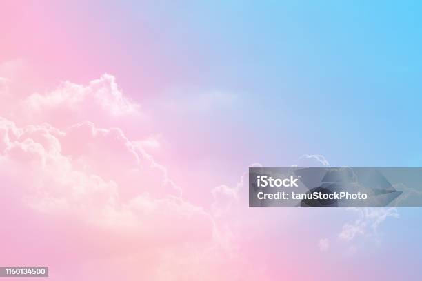 Sun And Cloud Background With A Pastel Colored Stock Photo - Download Image Now - Pink Color, Sky, Cloud - Sky