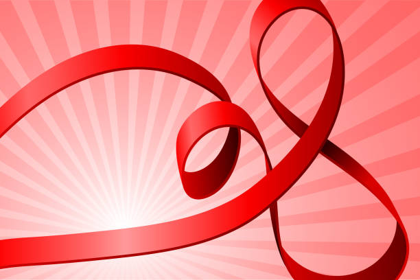 ilustrações, clipart, desenhos animados e ícones de ondulado cor-de-rosa fita contra um fundo de listras rosa. - aids awareness ribbon ribbon red swirl